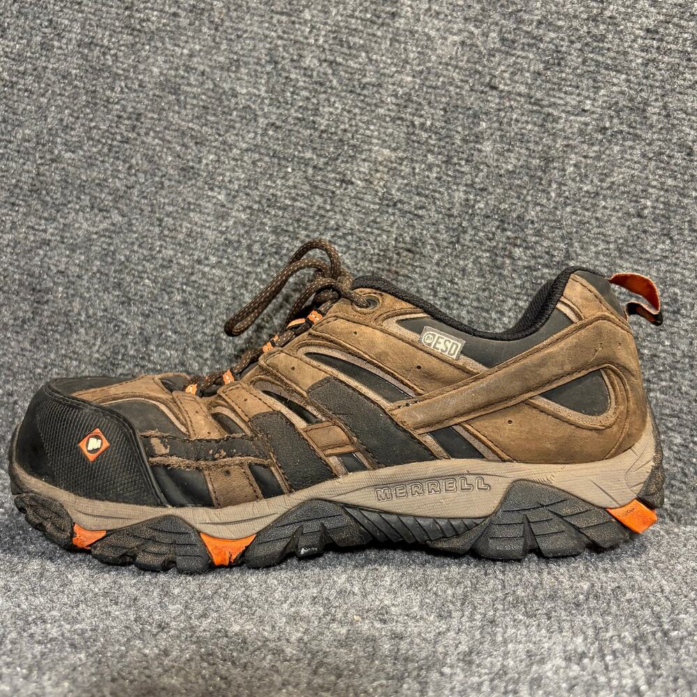 Merrell Moab Vertex Vent Men 10 Brown Leather Composite Toe Waterproof Work Shoe